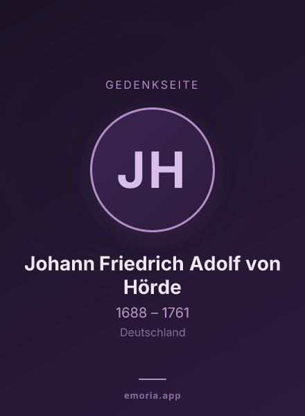 Gedenkportrait von Johann Friedrich Adolf von Hörde