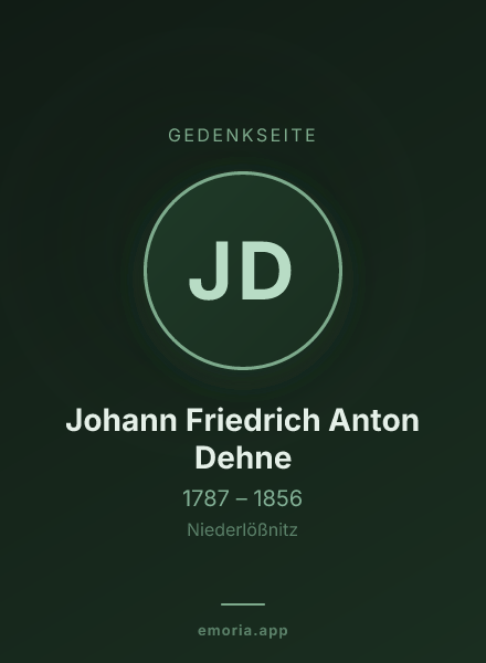 Gedenkportrait von Johann Friedrich Anton Dehne