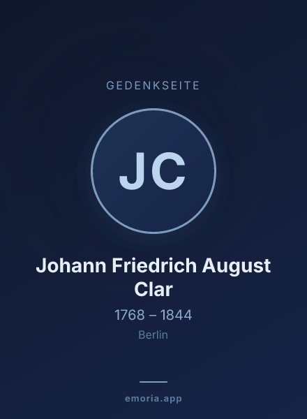 Gedenkportrait von Johann Friedrich August Clar