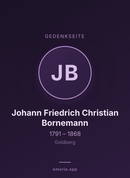 Gedenkportrait von Johann Friedrich Christian Bornemann