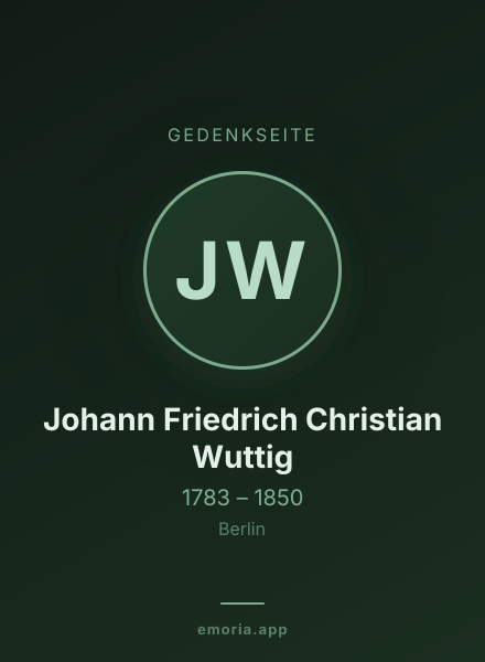 Gedenkportrait von Johann Friedrich Christian Wuttig