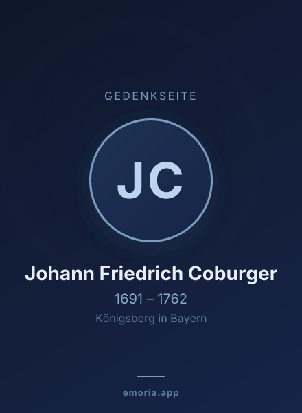 Gedenkportrait von Johann Friedrich Coburger