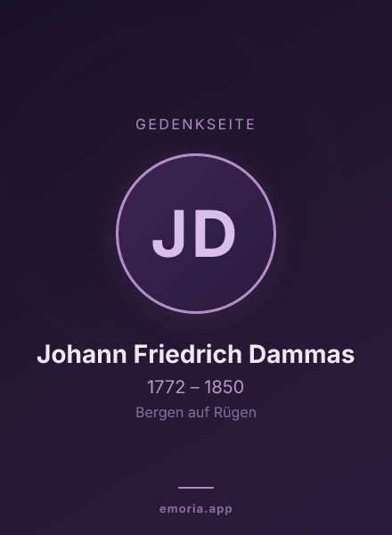 Gedenkportrait von Johann Friedrich Dammas