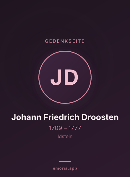Gedenkportrait von Johann Friedrich Droosten
