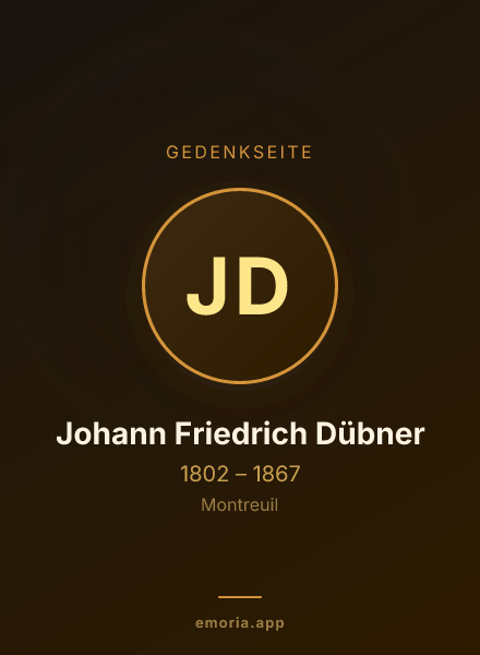 Gedenkportrait von Johann Friedrich Dübner