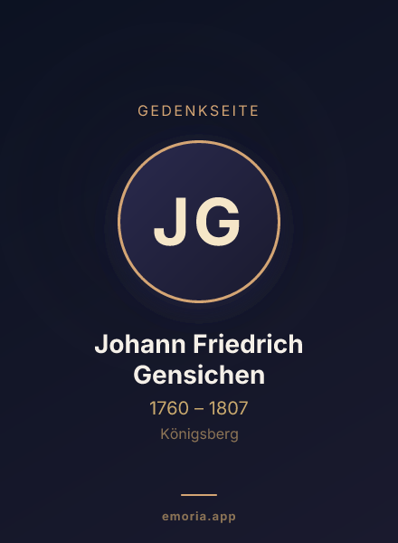 Gedenkportrait von Johann Friedrich Gensichen