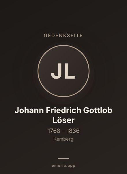 Gedenkportrait von Johann Friedrich Gottlob Löser