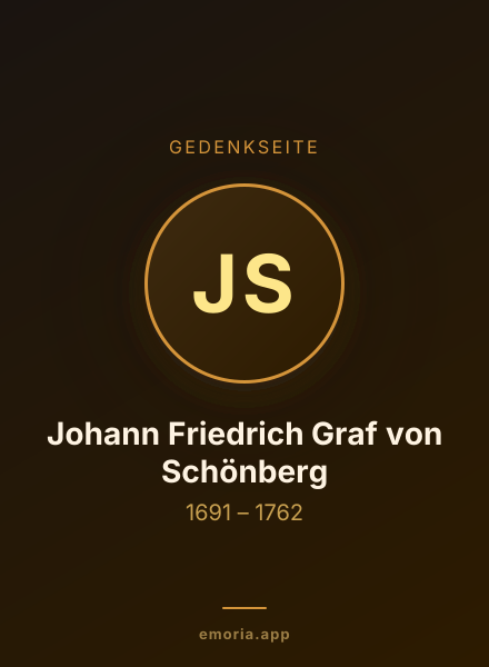 Gedenkportrait von Johann Friedrich Graf von Schönberg