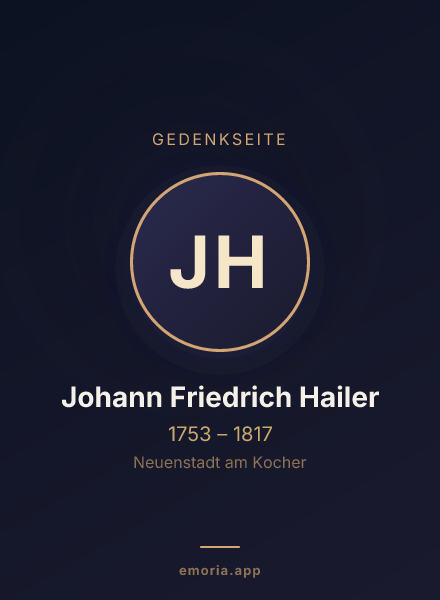 Gedenkportrait von Johann Friedrich Hailer