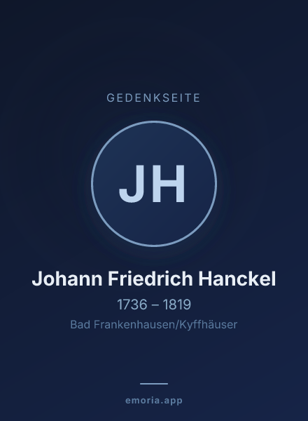 Gedenkportrait von Johann Friedrich Hanckel