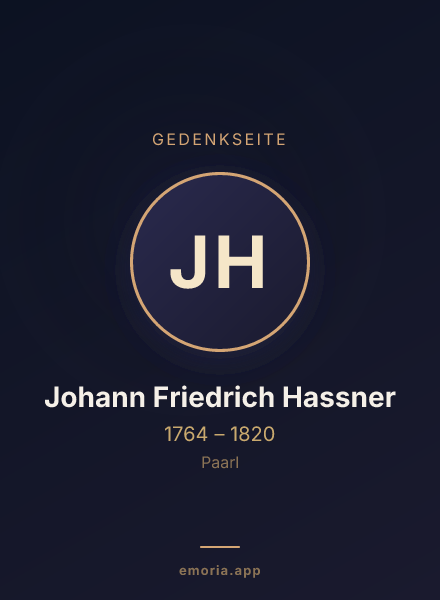 Gedenkportrait von Johann Friedrich Hassner