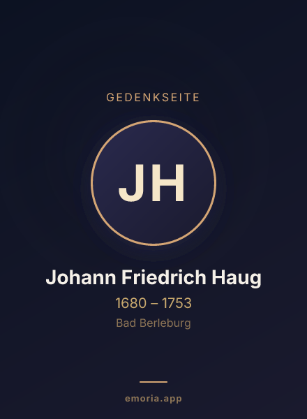 Gedenkportrait von Johann Friedrich Haug