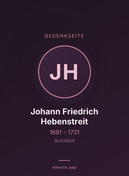 Gedenkportrait von Johann Friedrich Hebenstreit