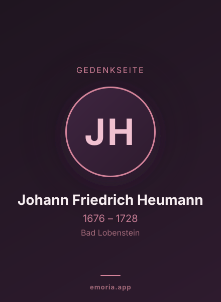 Gedenkportrait von Johann Friedrich Heumann