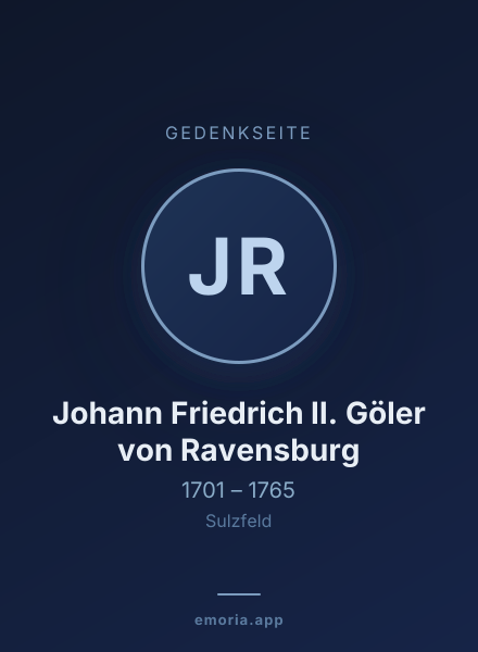 Gedenkportrait von Johann Friedrich II. Göler von Ravensburg