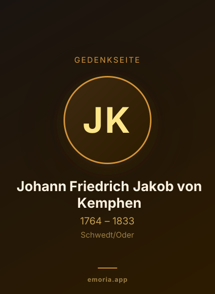 Gedenkportrait von Johann Friedrich Jakob von Kemphen
