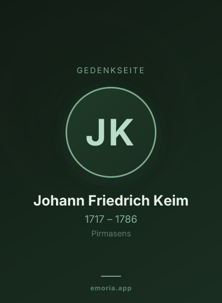 Gedenkportrait von Johann Friedrich Keim