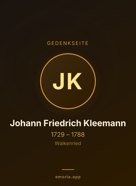 Gedenkportrait von Johann Friedrich Kleemann