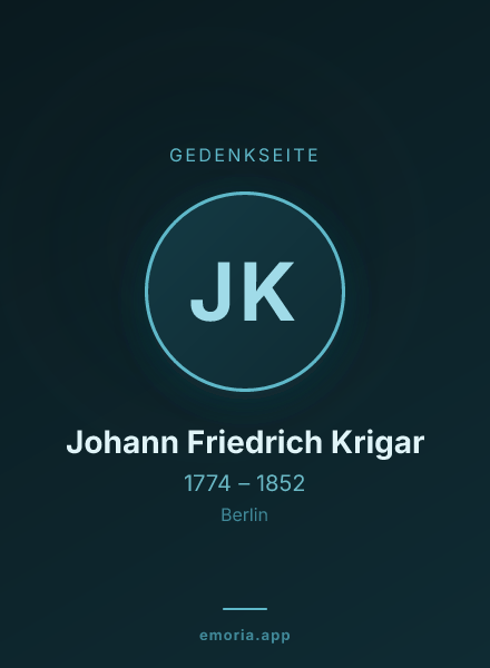 Gedenkportrait von Johann Friedrich Krigar