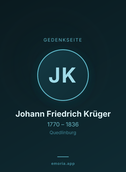 Gedenkportrait von Johann Friedrich Krüger
