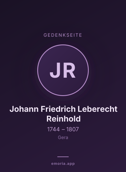 Gedenkportrait von Johann Friedrich Leberecht Reinhold