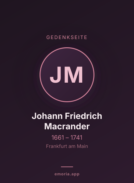 Gedenkportrait von Johann Friedrich Macrander