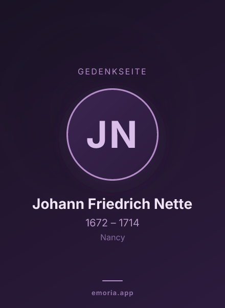 Gedenkportrait von Johann Friedrich Nette