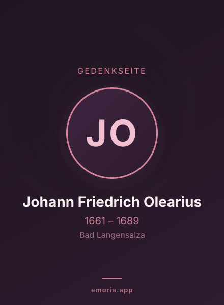 Gedenkportrait von Johann Friedrich Olearius