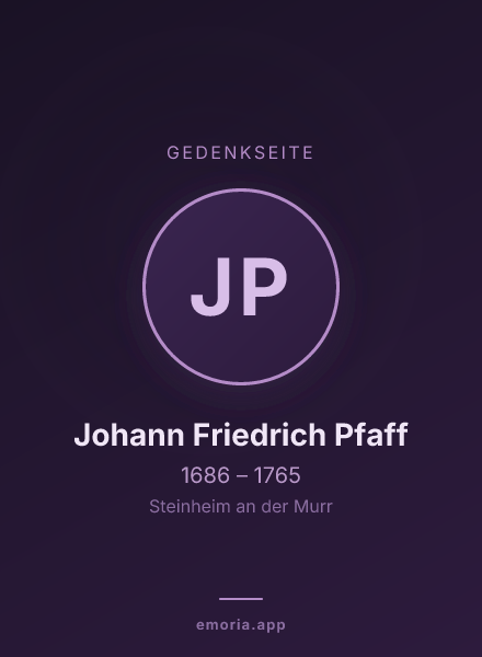 Gedenkportrait von Johann Friedrich Pfaff