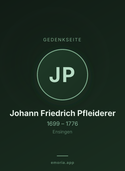 Gedenkportrait von Johann Friedrich Pfleiderer