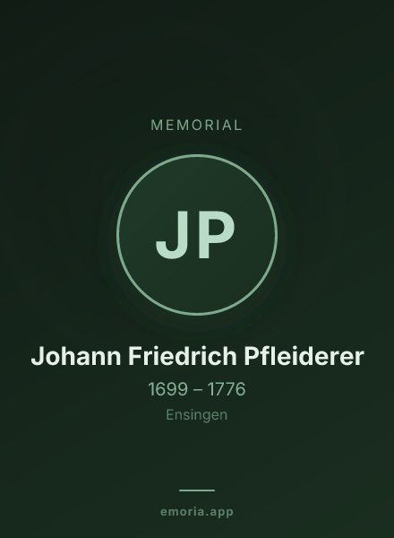 Memorial portrait of Johann Friedrich Pfleiderer