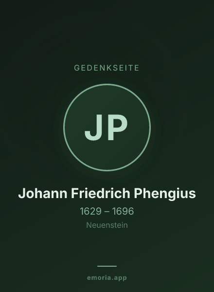 Gedenkportrait von Johann Friedrich Phengius
