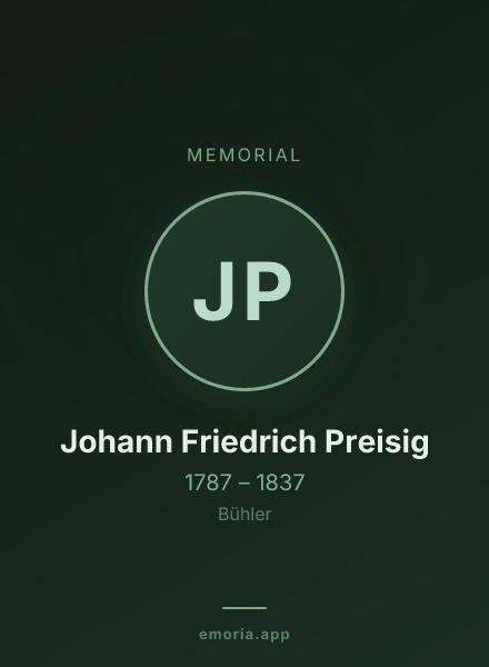 Memorial portrait of Johann Friedrich Preisig