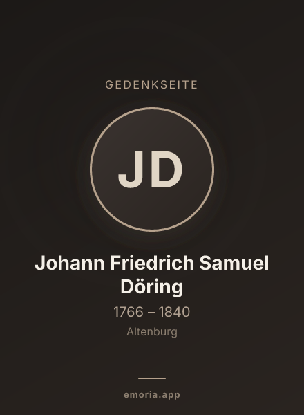 Gedenkportrait von Johann Friedrich Samuel Döring