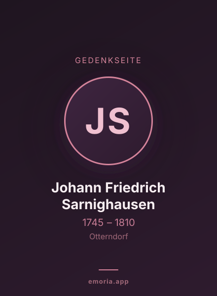 Gedenkportrait von Johann Friedrich Sarnighausen