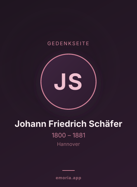 Gedenkportrait von Johann Friedrich Schäfer