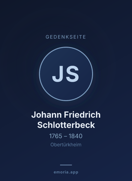 Gedenkportrait von Johann Friedrich Schlotterbeck