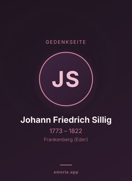 Gedenkportrait von Johann Friedrich Sillig