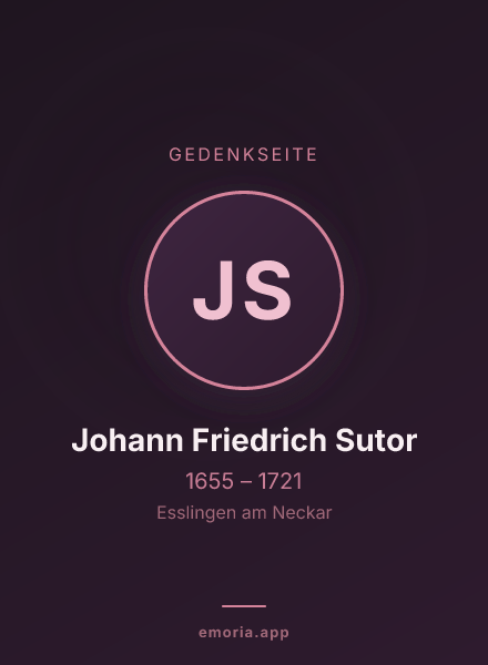 Gedenkportrait von Johann Friedrich Sutor