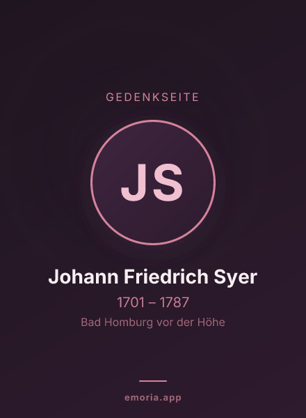 Gedenkportrait von Johann Friedrich Syer
