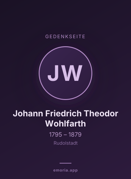 Gedenkportrait von Johann Friedrich Theodor Wohlfarth