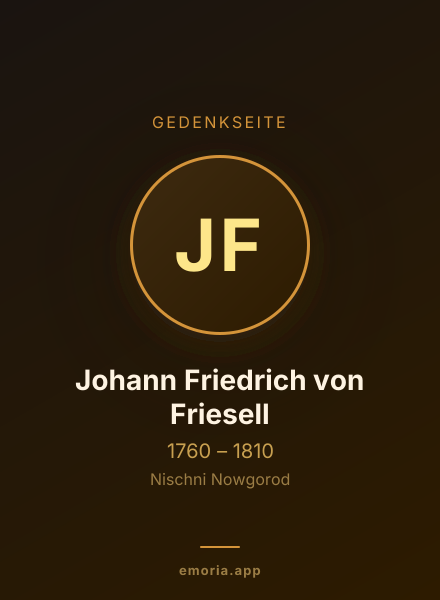 Gedenkportrait von Johann Friedrich von Friesell