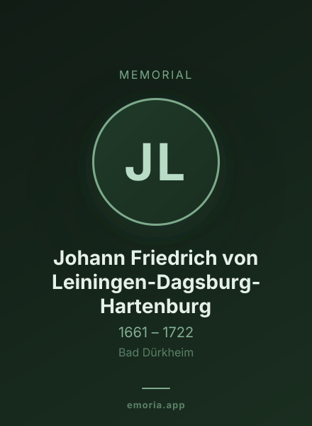 Memorial portrait of Johann Friedrich von Leiningen-Dagsburg-Hartenburg