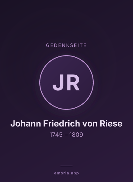 Gedenkportrait von Johann Friedrich von Riese