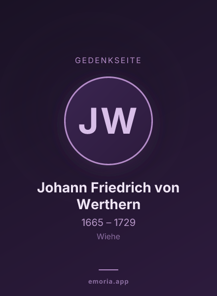 Gedenkportrait von Johann Friedrich von Werthern