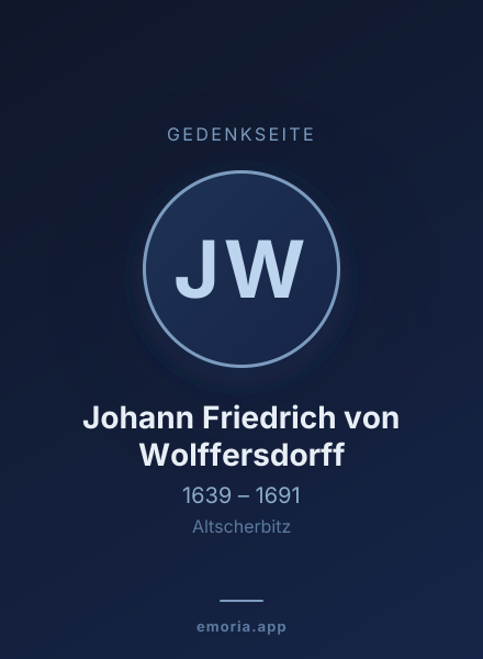Gedenkportrait von Johann Friedrich von Wolffersdorff