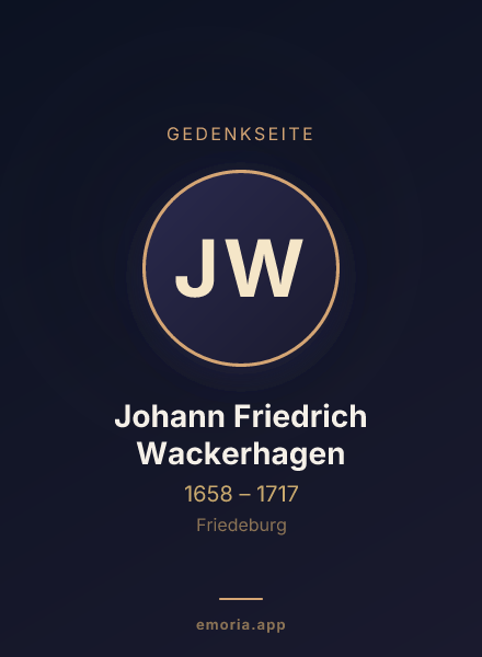 Gedenkportrait von Johann Friedrich Wackerhagen