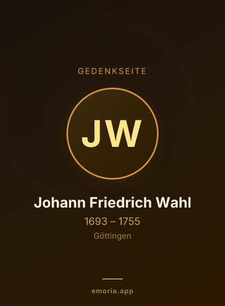 Gedenkportrait von Johann Friedrich Wahl
