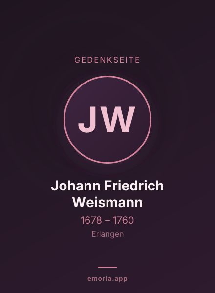 Gedenkportrait von Johann Friedrich Weismann