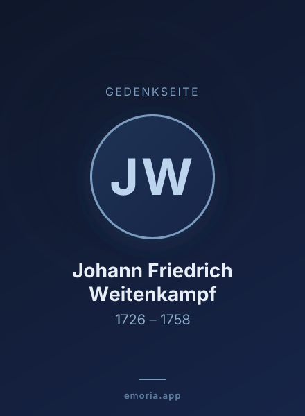 Gedenkportrait von Johann Friedrich Weitenkampf